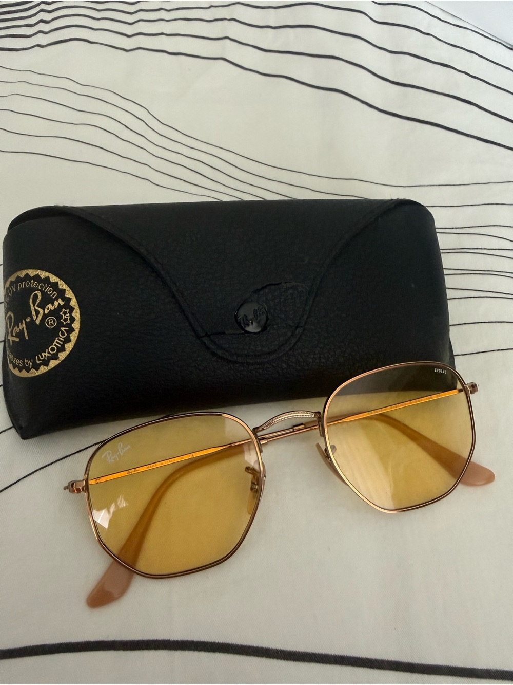 Ray-Ban Women's Gold Frame Sunglasses with Yellow Lenses